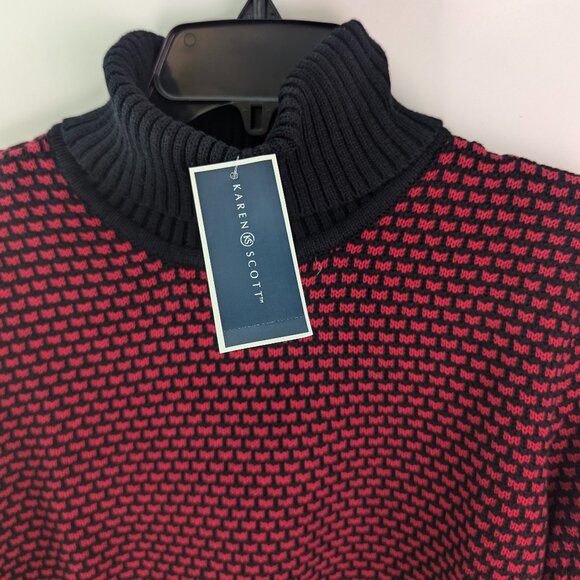 NEW Karen Scott Jersey  sweater Turtle Neck -size L -Color new red amore - Picture 3 of 10
